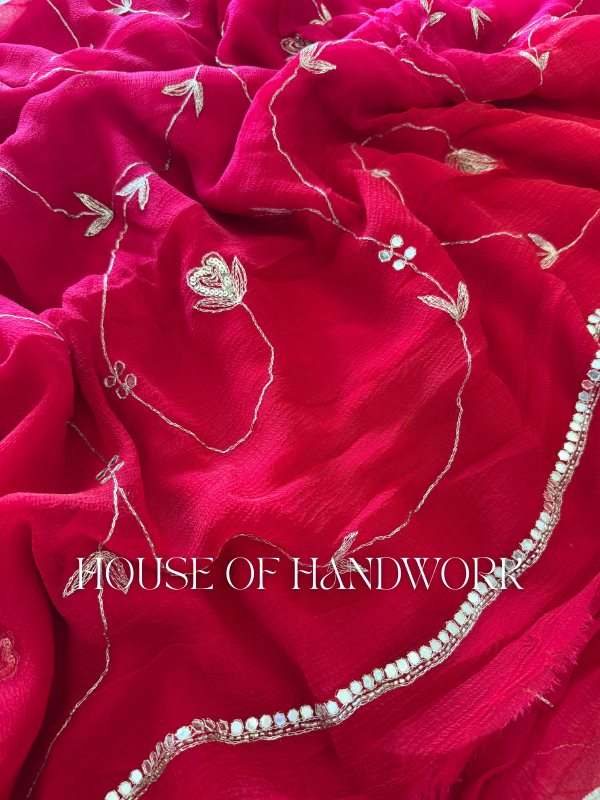 Ruby Bloom Sequins Work Chiffon Saree