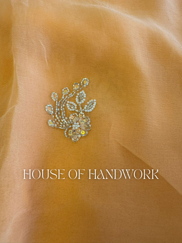 Golden Glow Pearl Handwork Saree