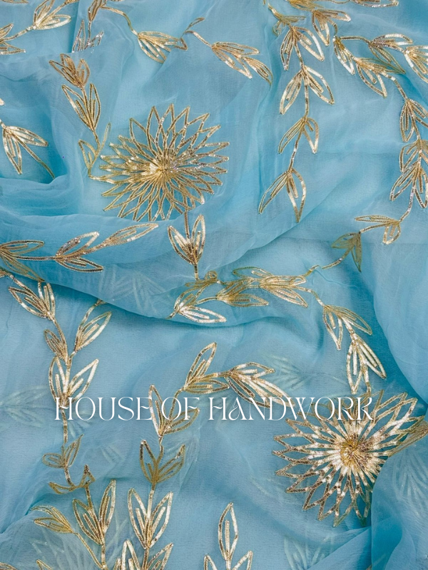 Blue Radiance Floral Gota Patti Saree