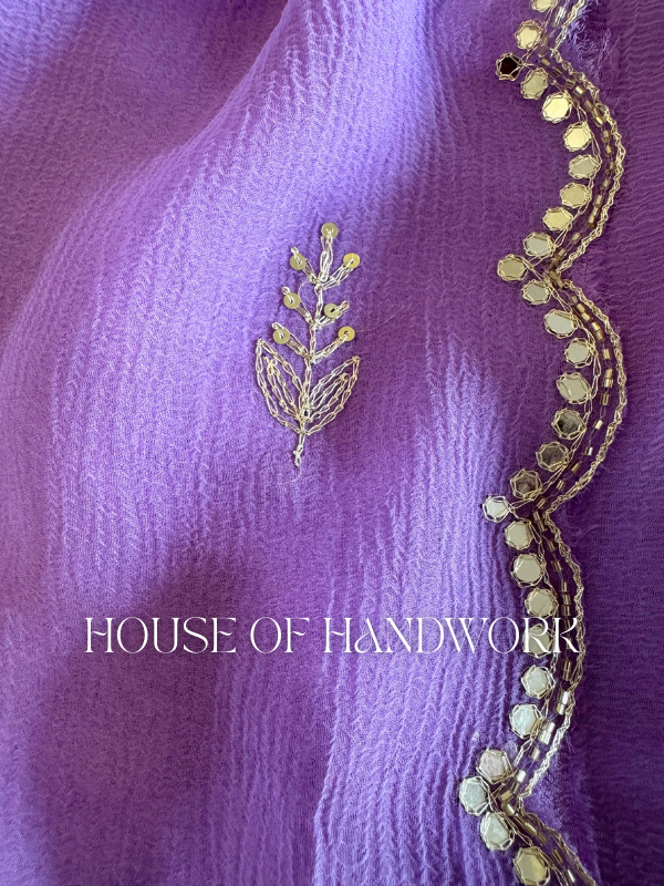 Lavender Luxe Sequin Handwork Saree