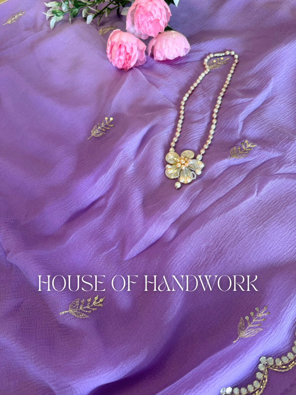 Lavender Luxe Sequin Handwork Saree