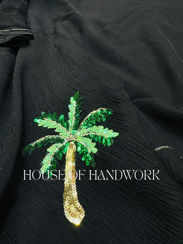 Tropical Night Sequin Handcrafted Saree