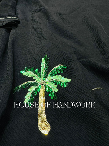 Tropical Night Sequin Handcrafted Saree