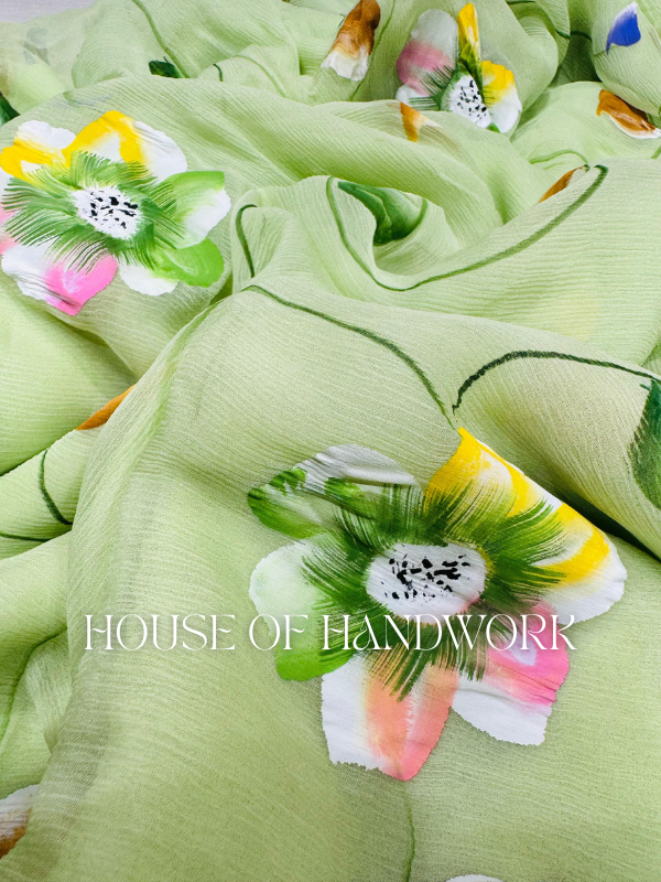 Olive Garden Handpainted Saree
