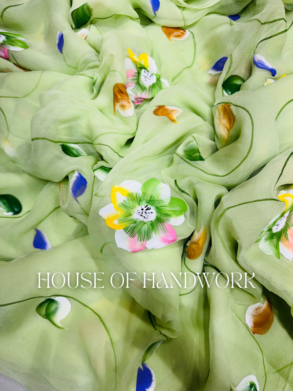 Olive Garden Handpainted Saree