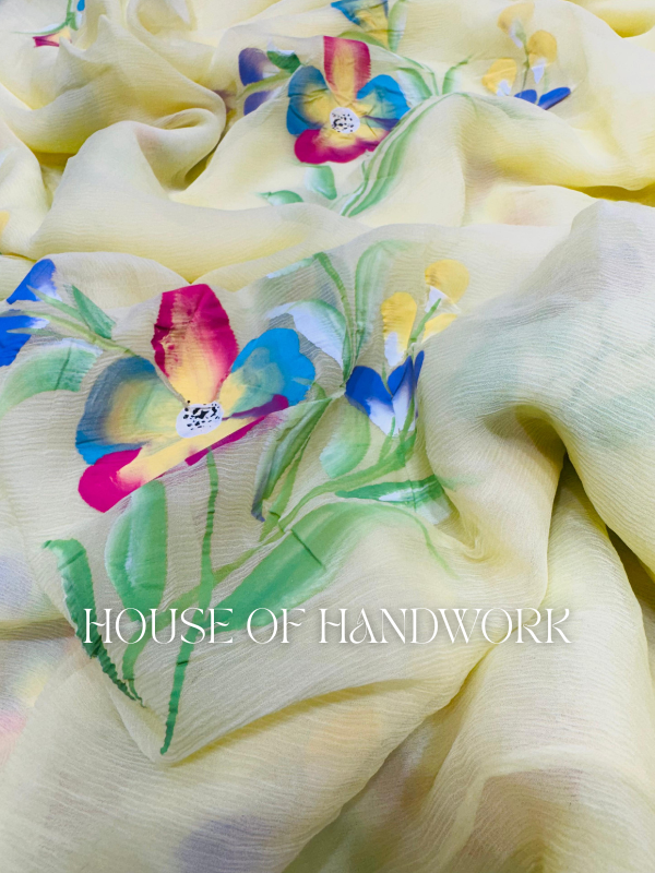 Sunshine Garden Handpainted Saree