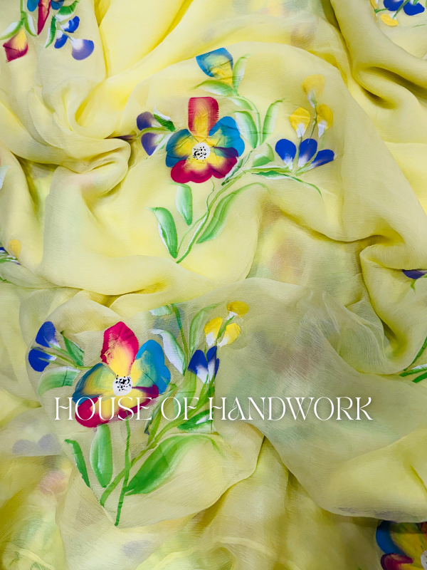 Sunshine Garden Handpainted Saree