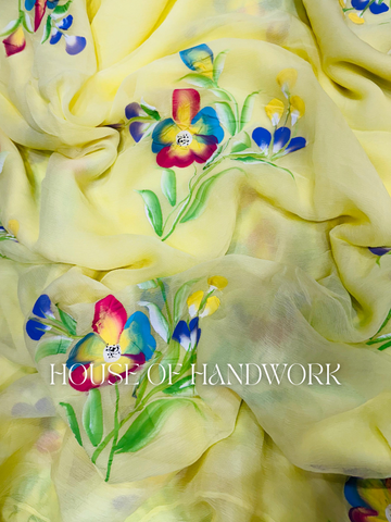 Sunshine Garden Handpainted Saree