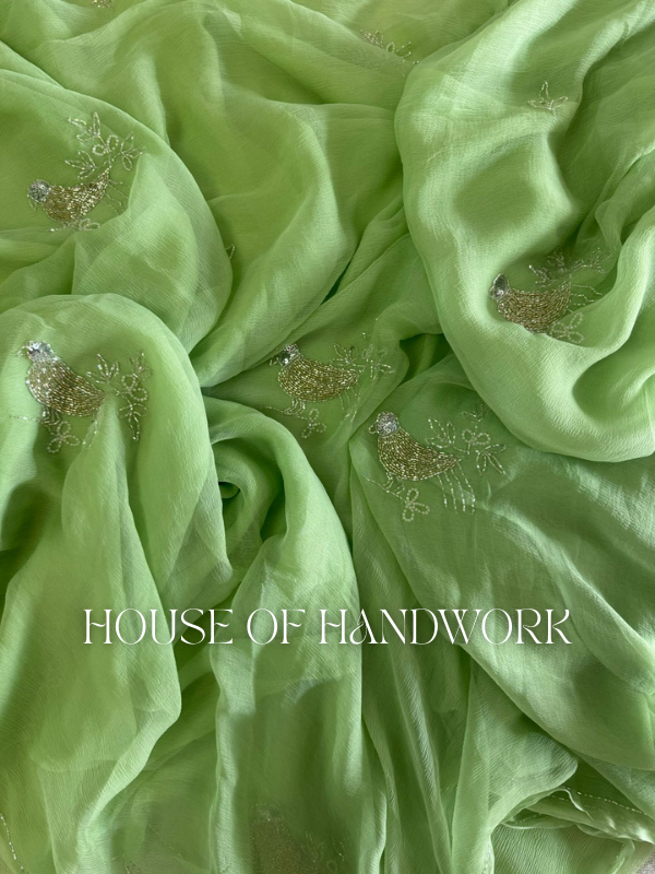 Meadow Song Handwork Chiffon Saree