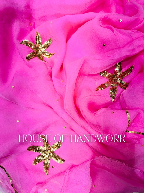 Shimmering Blossom Pink Saree