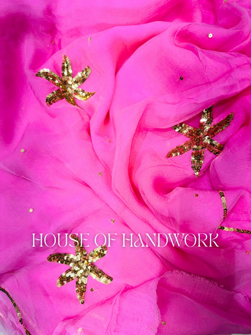 Shimmering Blossom Pink Saree