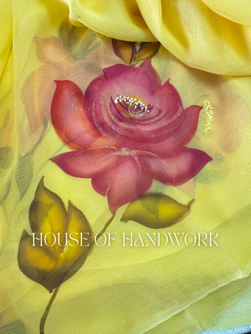 Sunlit Rose Hand Painted Saree