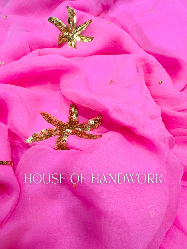 Shimmering Blossom Pink Saree