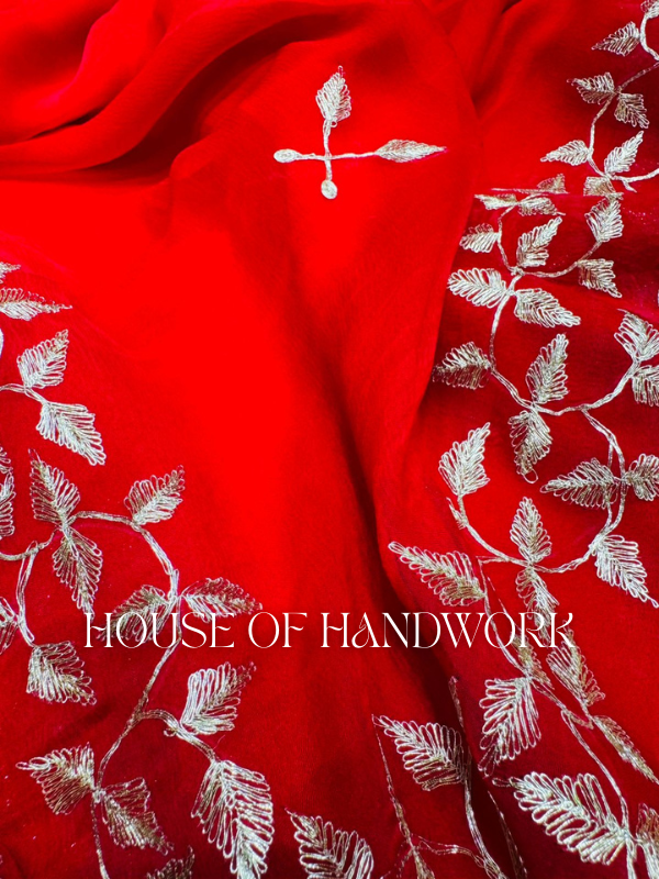 Red Elegance Gota Handwork Saree