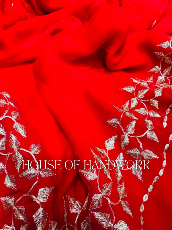 Red Elegance Gota Handwork Saree