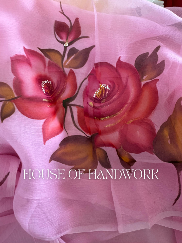 Petal Glow Hand Painted Saree