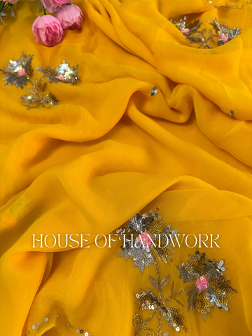 Sparkling Sunrise Shaded Chiffon Saree