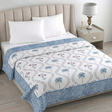 Blue Leaves Hawa Mahal Double Bed Reversible Cotton Dohar