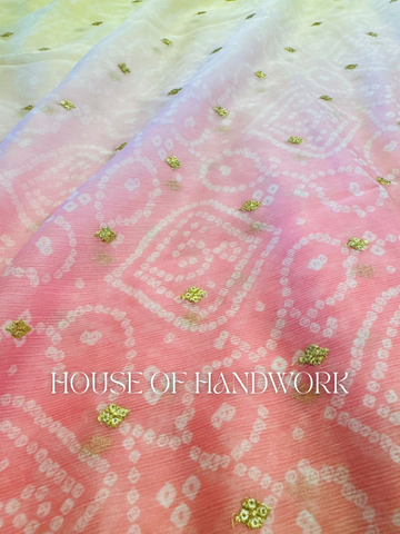 Peach Bloom Handpainted Saree