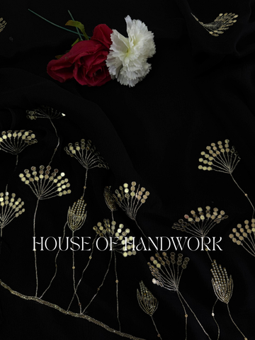 Ebony Glow Chiffon Handwork Saree