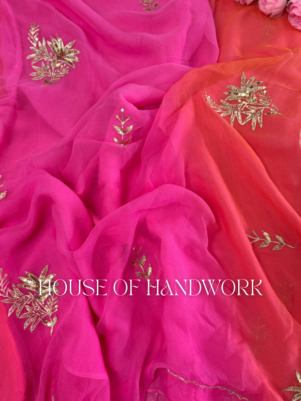 Pink Sunset Shaded Chiffon Saree