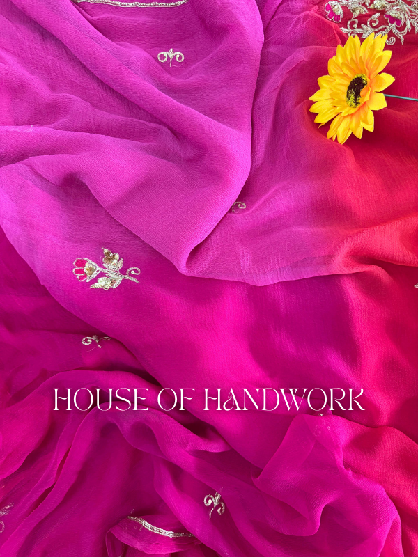 Berry Blush Shaded Chiffon Saree