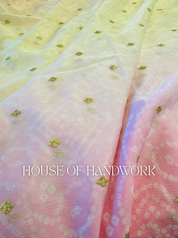 Peach Bloom Handpainted Saree