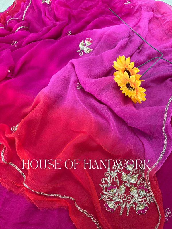 Berry Blush Shaded Chiffon Saree