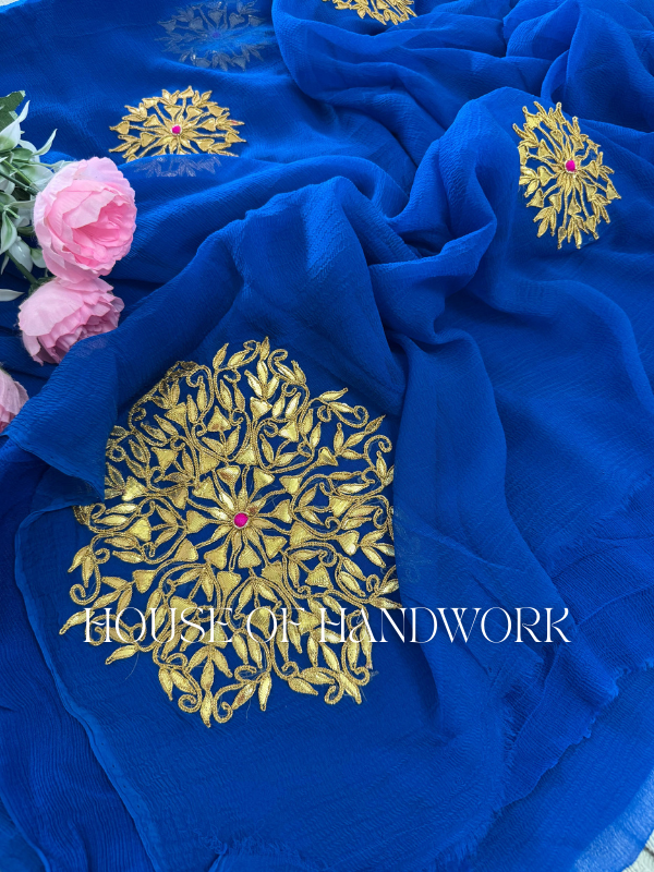 Blue Majesty Chiffon Saree
