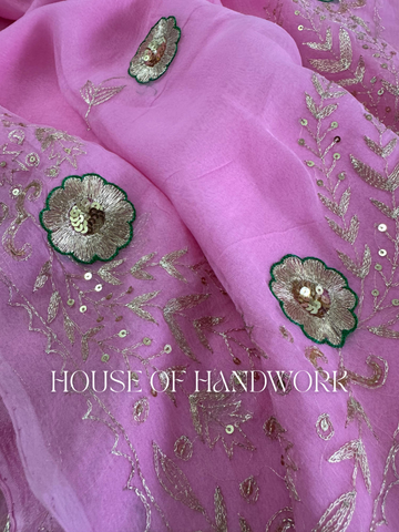 Pink Meadow Chiffon Saree