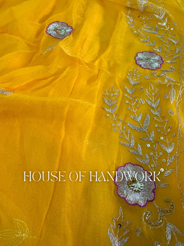 Bright Blossom Chiffon Saree