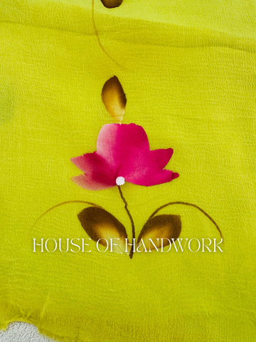 Meadow Bloom Hand Painted Chiffon Saree