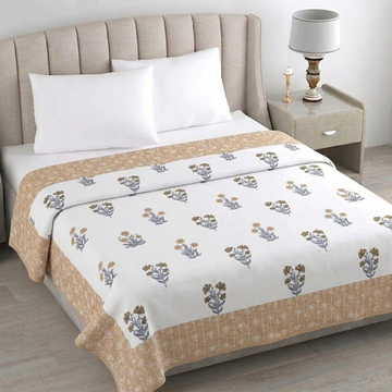 Brown Floral Hawa Mahal Double Bed Reversible Cotton Dohar