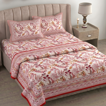 Rose Gold Floral Pratham 4 Pieces Double Bed Dohar Set