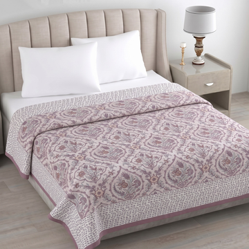 Pink Floral Hawa Mahal Double Bed Reversible Cotton Dohar