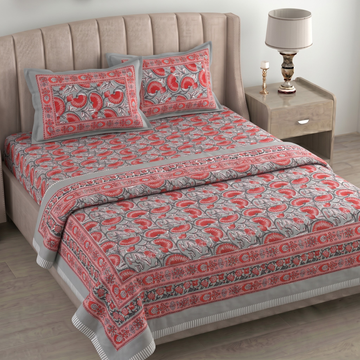 Red Floral Pratham 4 Pieces Double Bed Dohar Set