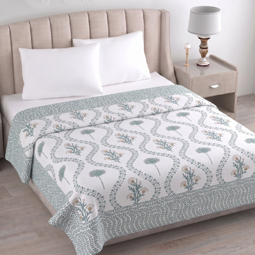 Green Leaves Hawa Mahal Double Bed Reversible Cotton Dohar