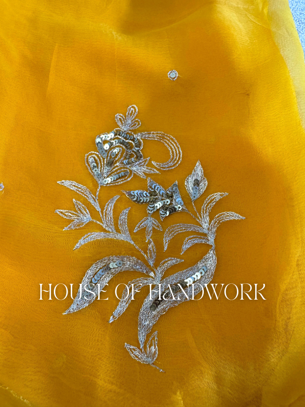 Marigold Shine Chiffon Saree