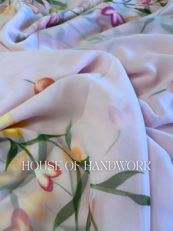 Baby Pink Handpainted Saree