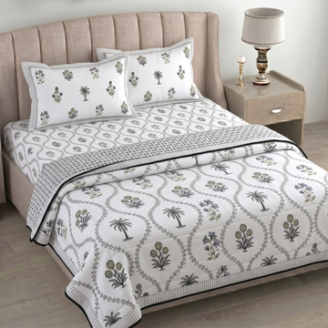 Gray Floral Pratham 4 Pieces Double Bed Dohar Set