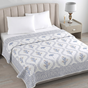 Blue Leaves Hawa Mahal Double Bed Reversible Cotton Dohar