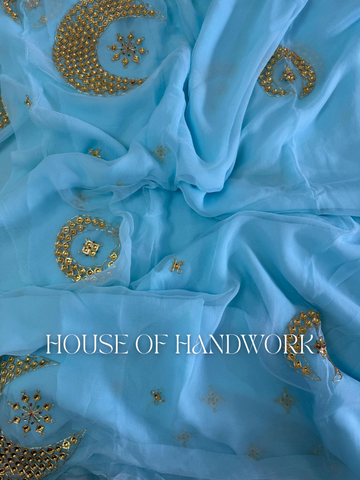 Celestial Charm Danka Work Chiffon Saree