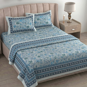 Blue Leaves Pratham 4 Pieces Double Bed Dohar Set