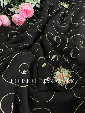 Midnight Spark Sequence Handwork Chiffon Saree