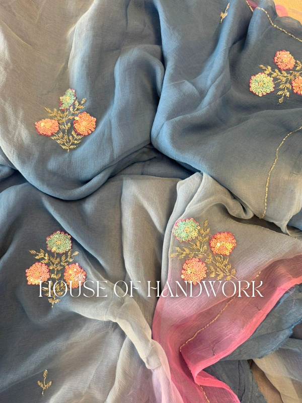 Floral Gleam Chiffon Saree