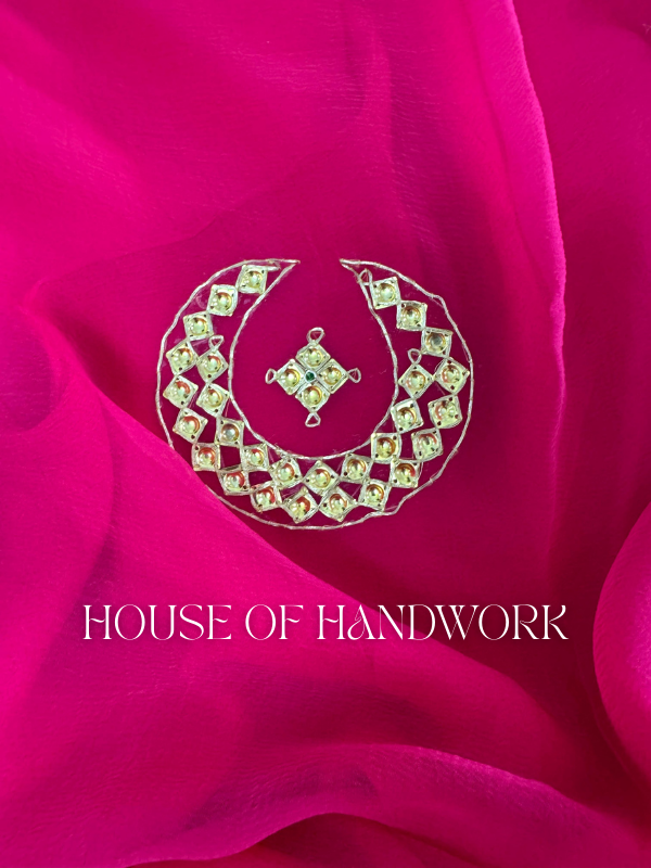 Ruby Radiance Danka Work Chiffon Saree
