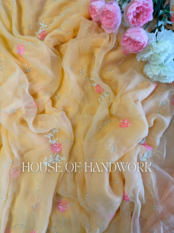 Peach Radiance Chiffon Saree