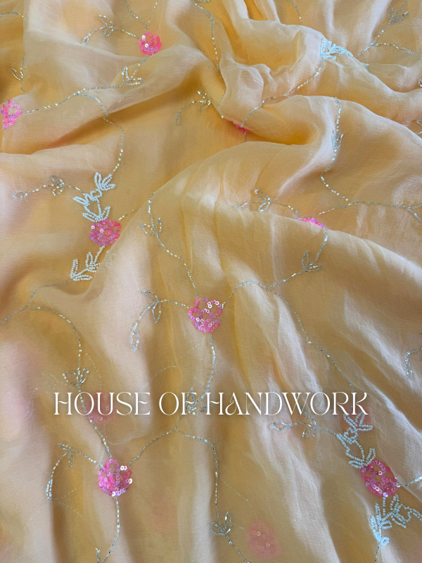 Peach Radiance Chiffon Saree