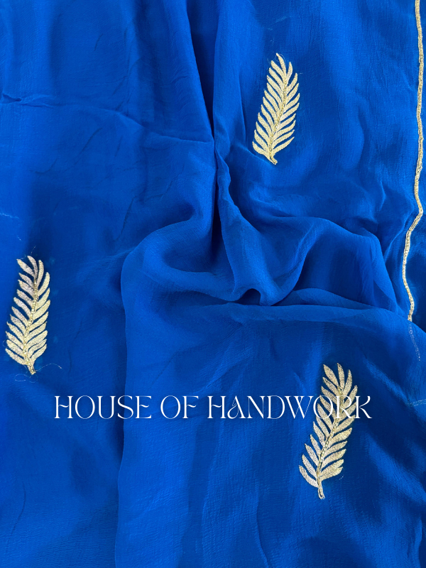 Royal Breeze Leaf Work Chiffon Saree