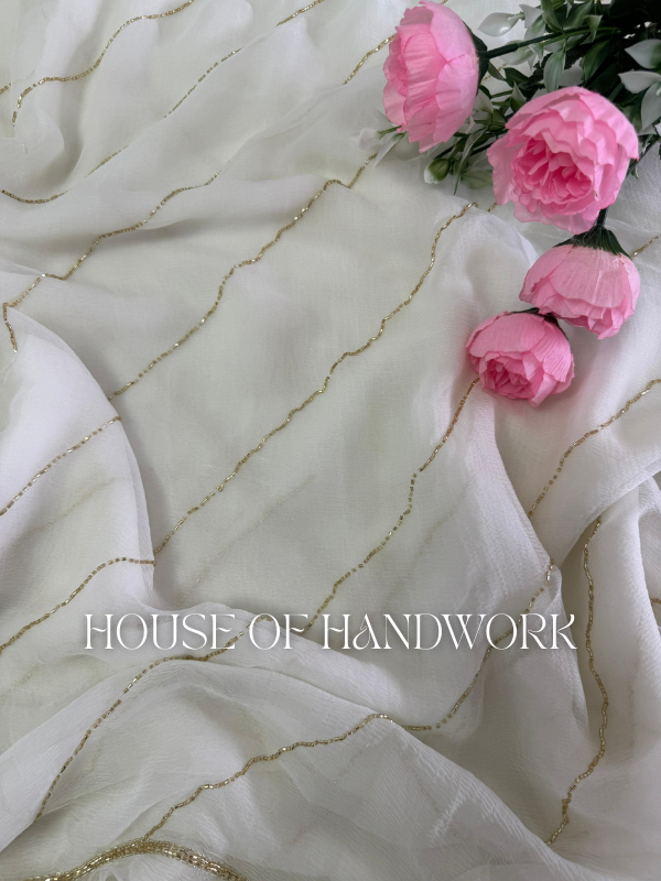 Ivory Glow Handwoven Chiffon Saree